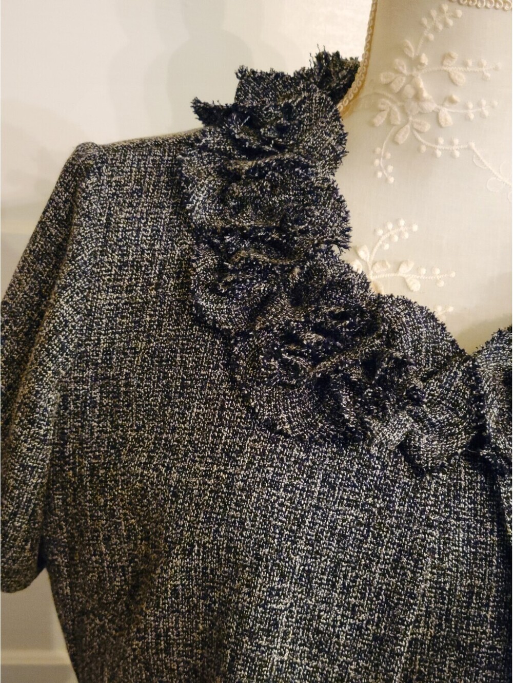 Danny & Nicole Navy/White Tweed Women's Dress W/belt & Blazer Set 10P - Picture 3 of 9